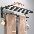 Modern grey bathroom fixture set – towel bar, shelf and accessories