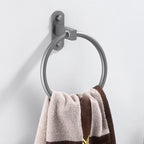 Modern grey bathroom fixture set – towel bar, shelf and accessories