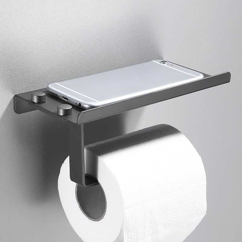 Modern grey bathroom fixture set – towel bar, shelf and accessories