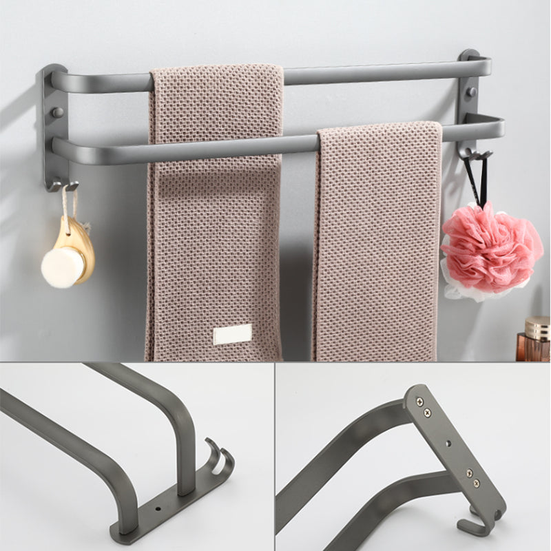 Modern grey bathroom fixture set – towel bar, shelf and accessories