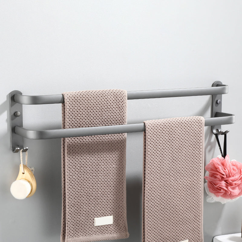 Modern grey bathroom fixture set – towel bar, shelf and accessories
