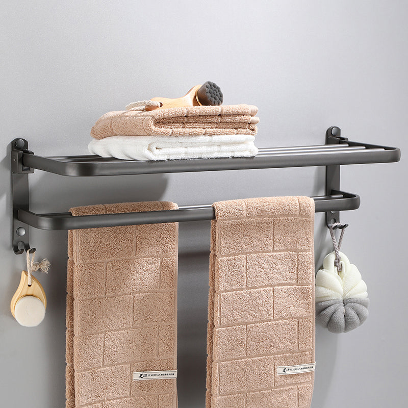 Modern grey bathroom fixture set – towel bar, shelf and accessories