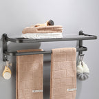 Modern grey bathroom fixture set – towel bar, shelf and accessories