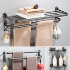 Modern grey bathroom fixture set – towel bar, shelf and accessories