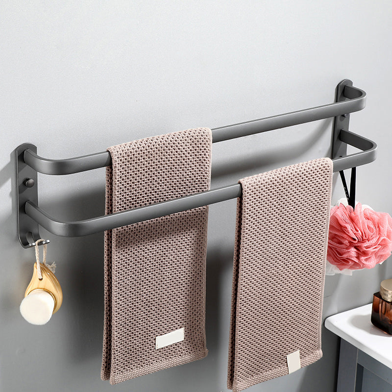 Modern grey bathroom fixture set – towel bar, shelf and accessories