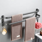 Modern grey bathroom fixture set – towel bar, shelf and accessories