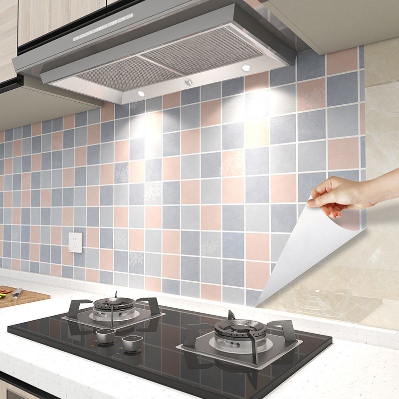 Modern peel and stick PVC tile grid pattern self-adhesive wallpaper