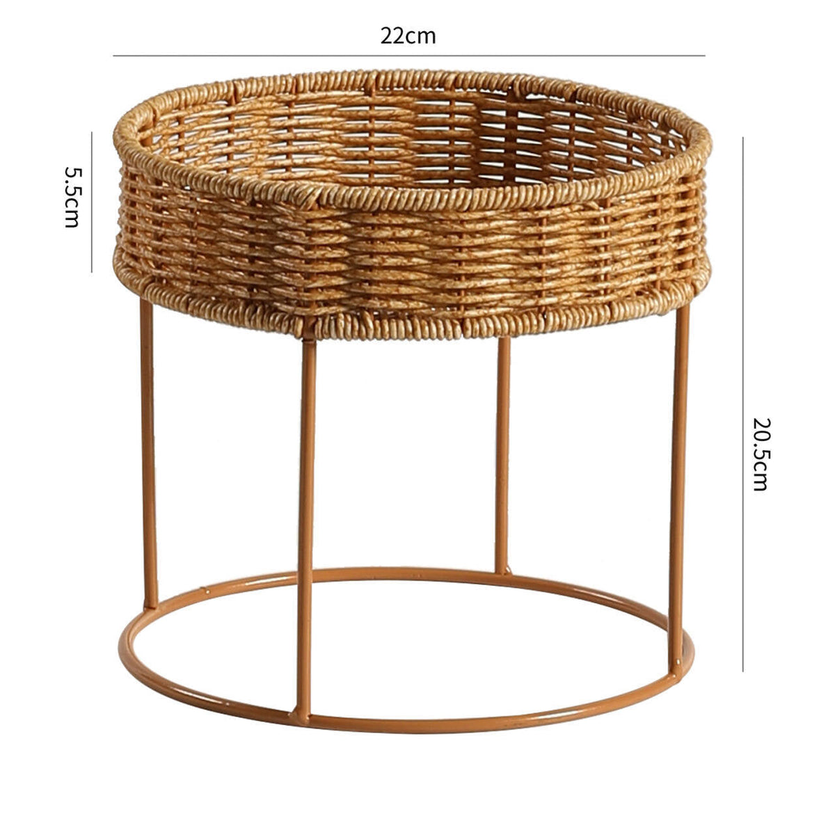 Modern Plant Stand with Woven Basket and Metal Frame
