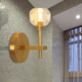 Modernist Dome Wall Light with Clear Crystal Shade in Brass Finish