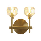 Modernist Dome Wall Light with Clear Crystal Shade in Brass Finish