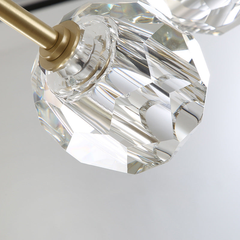 Modernist Dome Wall Light with Clear Crystal Shade in Brass Finish