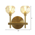 Modernist Dome Wall Light with Clear Crystal Shade in Brass Finish