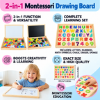 Montessori 2-in-1 Wooden Drawing Board | Magnetic side and writing side | Playful way to learn shapes, colours, and anim