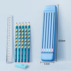 Multifunctional Pencil Case for Kids with 5 Pencils 2B, Eraser and Ruler