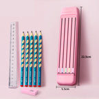 Multifunctional Pencil Case for Kids with 5 Pencils 2B, Eraser and Ruler