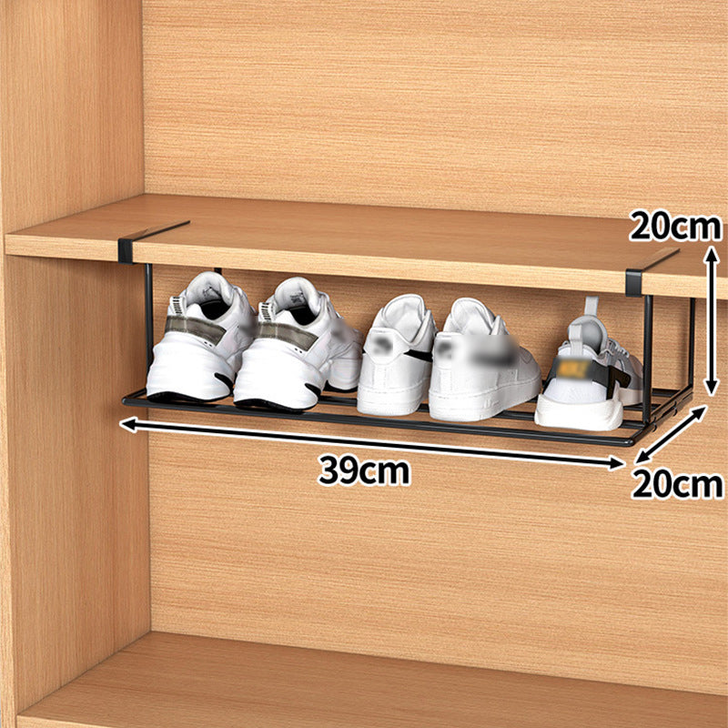 Multifunctional shoe rack with clips in stainless steel for more space in the shoe cupboard