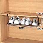 Multifunctional shoe rack with clips in stainless steel for more space in the shoe cupboard