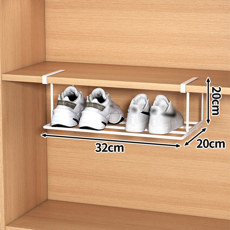 Multifunctional shoe rack with clips in stainless steel for more space in the shoe cupboard