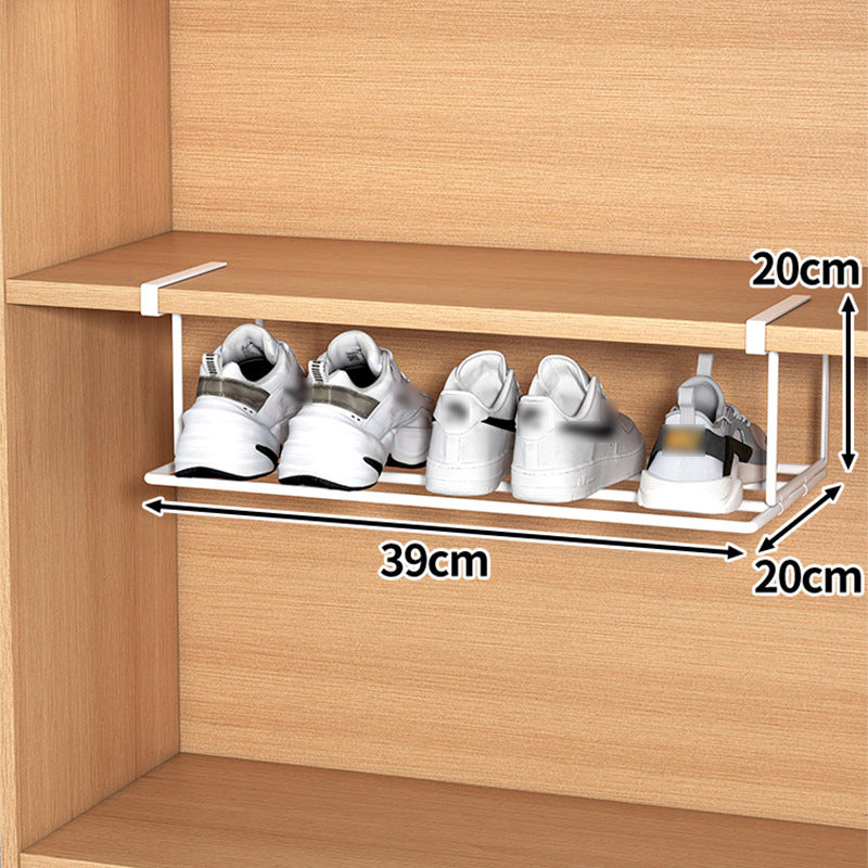 Multifunctional shoe rack with clips in stainless steel for more space in the shoe cupboard