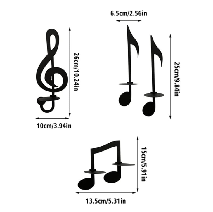 Musical note wall candle holder