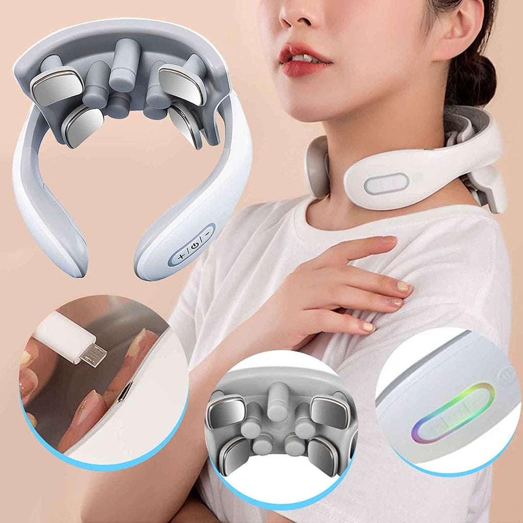 Neck Massager with Heat – Smart Pain Relief Massager with 4 Massage Heads for Deep Tissue and Trigger Points