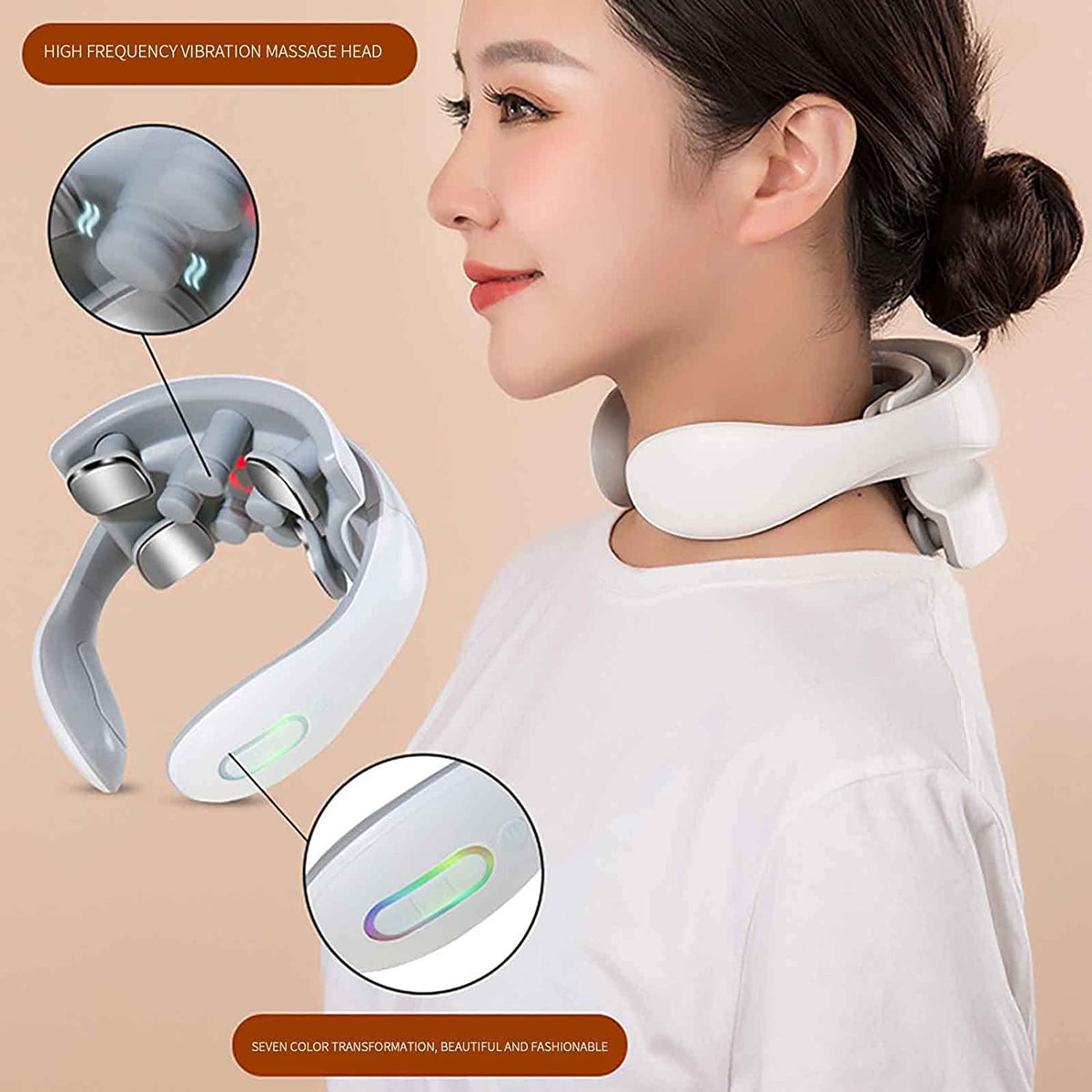 Neck Massager with Heat – Smart Pain Relief Massager with 4 Massage Heads for Deep Tissue and Trigger Points