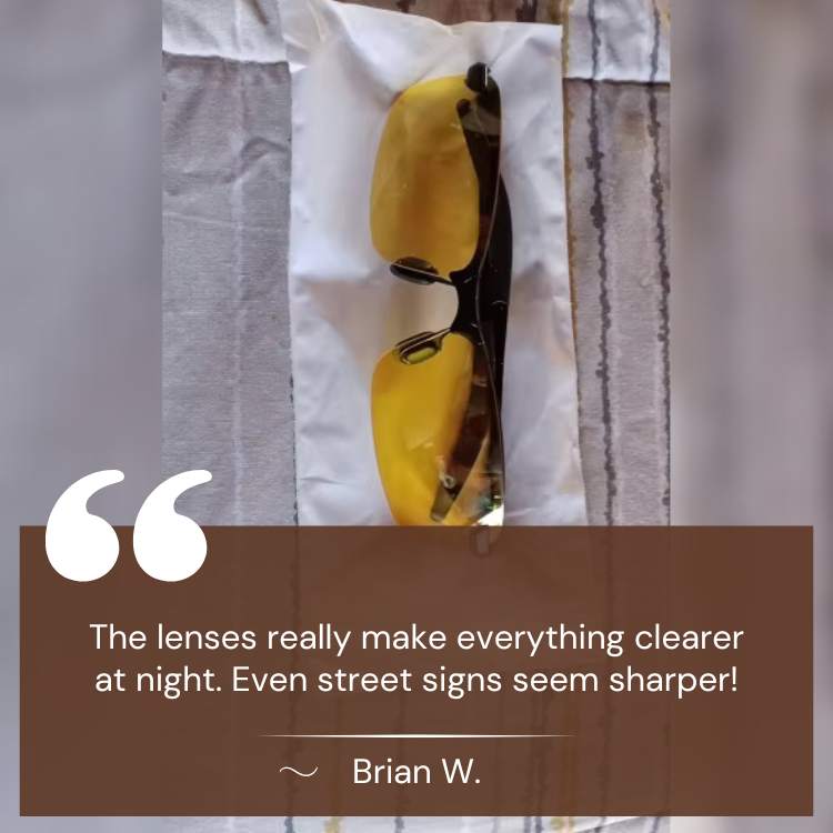 Night driving glasses with yellow lenses – reduce glare and eye strain