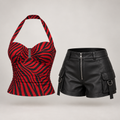 Nikki Obsession Red Zebra Top + Shorts Set Halloween Costume