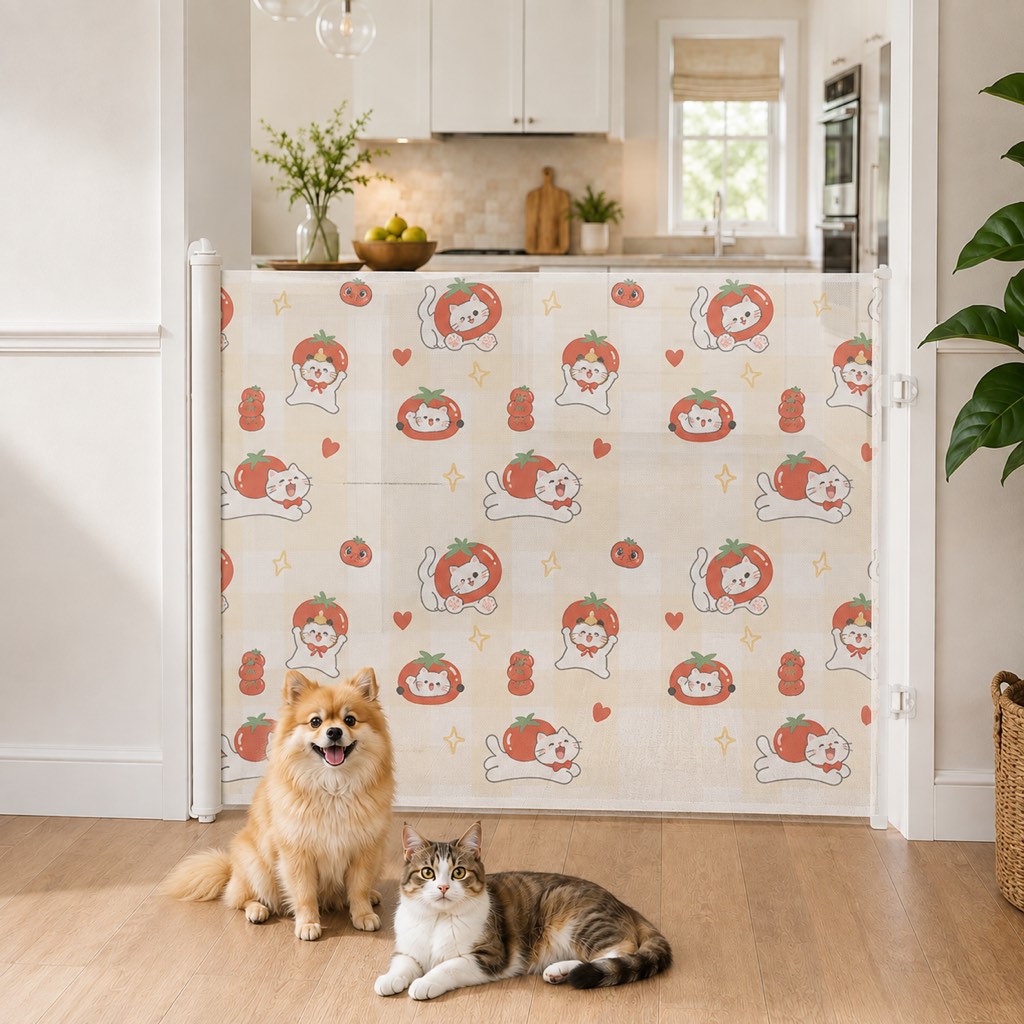 Boneroshop No-Drill Retractable Pet Gate for Doorways, Kitchens & Stairs - Keep Cats and Dogs Safely Out of Off-Limit Ar