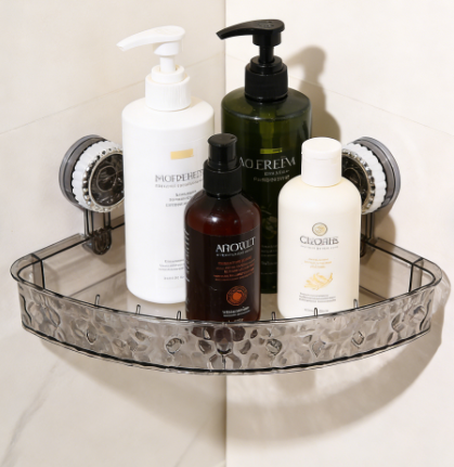 No-Drill Suction Cup Bathroom Wall Shelf
