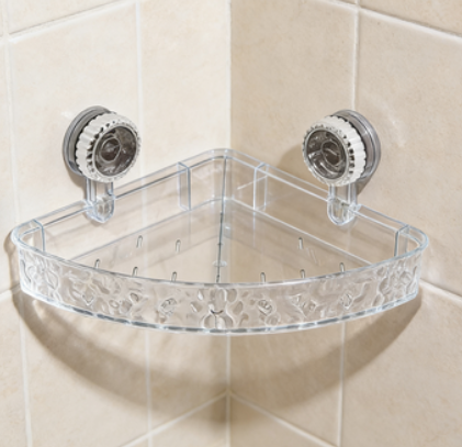 No-Drill Suction Cup Bathroom Wall Shelf