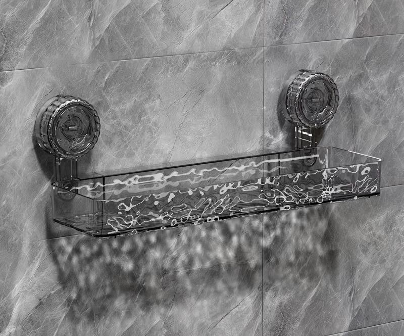 No-Drill Suction Cup Bathroom Wall Shelf