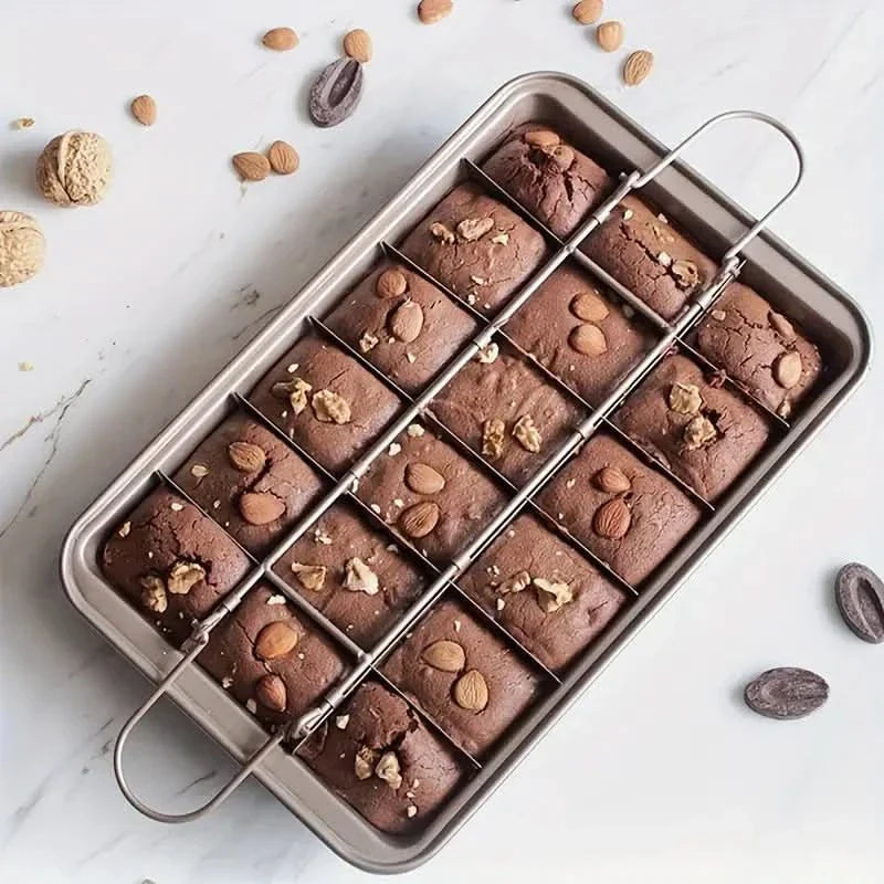 Non-Stick Brownie Pan with 18 Dividers – Aluminium Bakeware