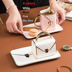 Nordic Ceramic Handbag Mug with Gold Handle