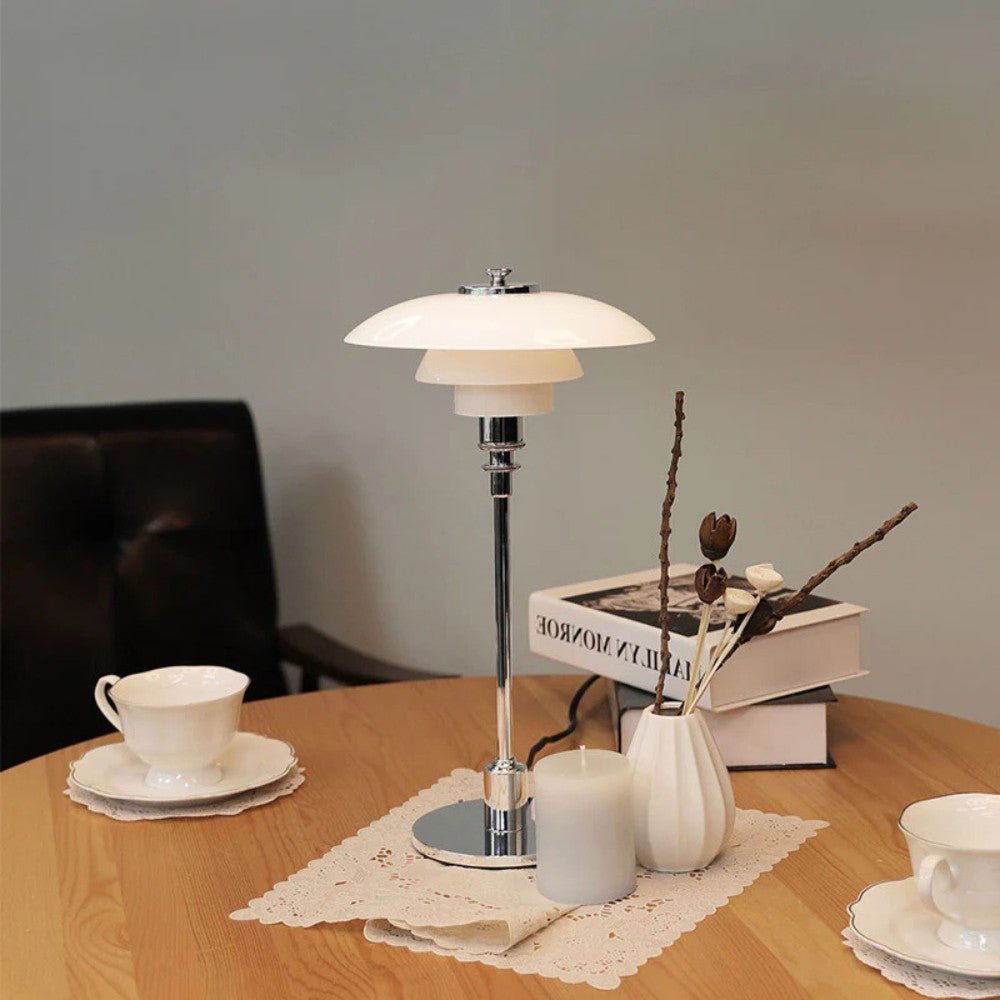 Nordic glass table lamp with warm ambient light