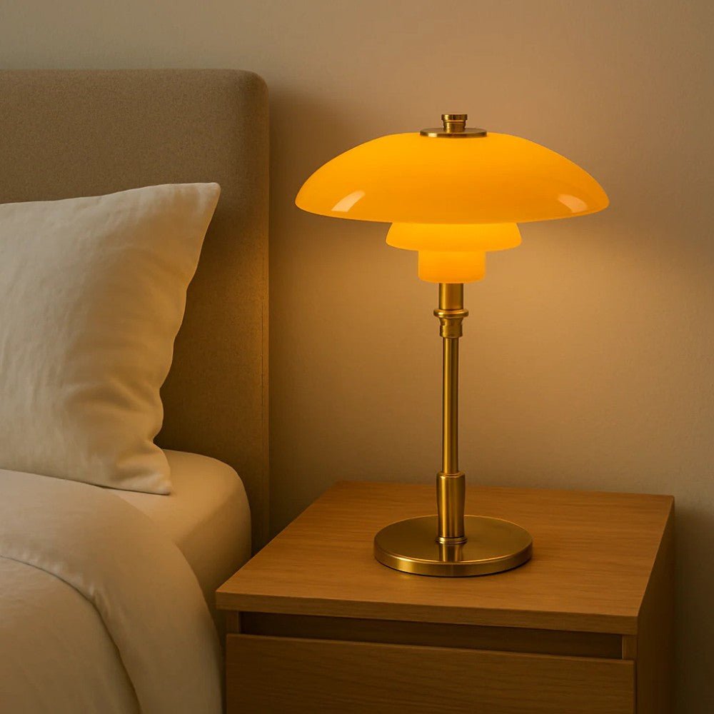 Nordic glass table lamp with warm ambient light