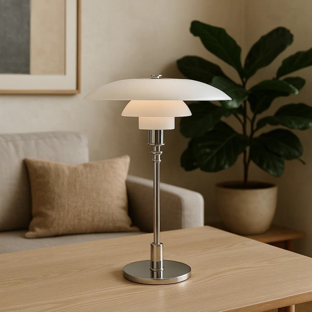 Nordic glass table lamp with warm ambient light
