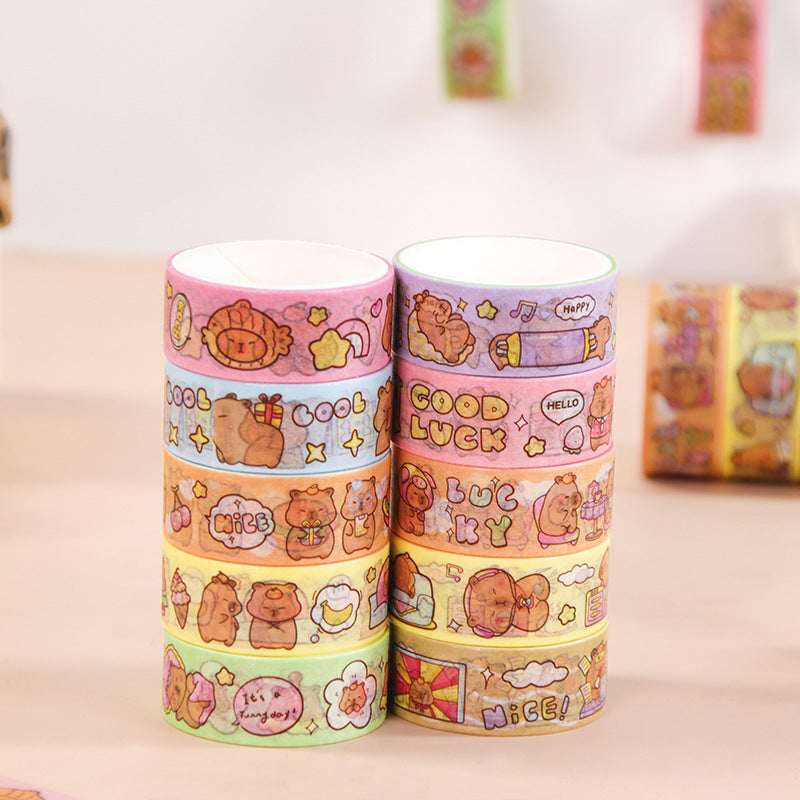 Patterned washi tape assortment gift set with nautical motifs and mixed-width craft masking rolls