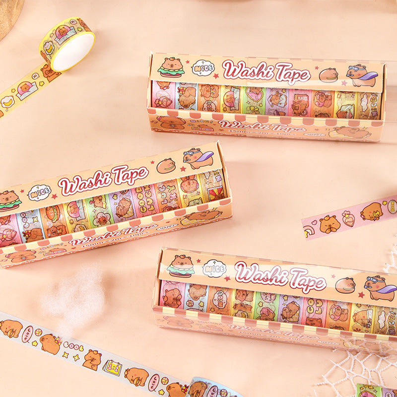 Patterned washi tape assortment gift set with nautical motifs and mixed-width craft masking rolls
