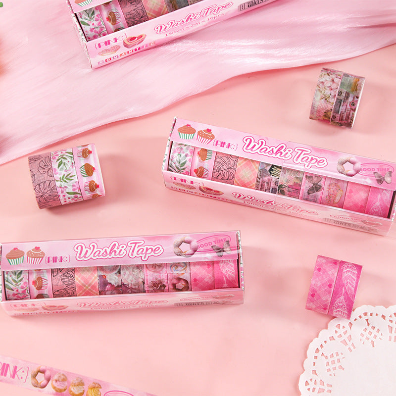 Patterned washi tape assortment gift set with nautical motifs and mixed-width craft masking rolls
