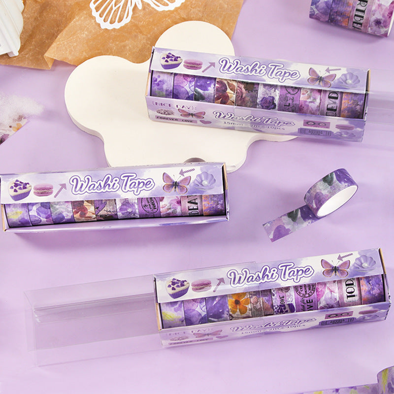 Patterned washi tape assortment gift set with nautical motifs and mixed-width craft masking rolls