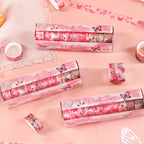 Patterned washi tape assortment gift set with nautical motifs and mixed-width craft masking rolls