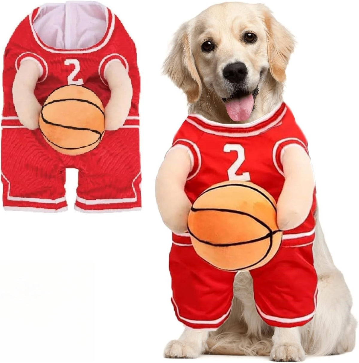 PawChic Luxe Dog Basketball Set – Stylish Outfit with Matching Ball for Active Pups