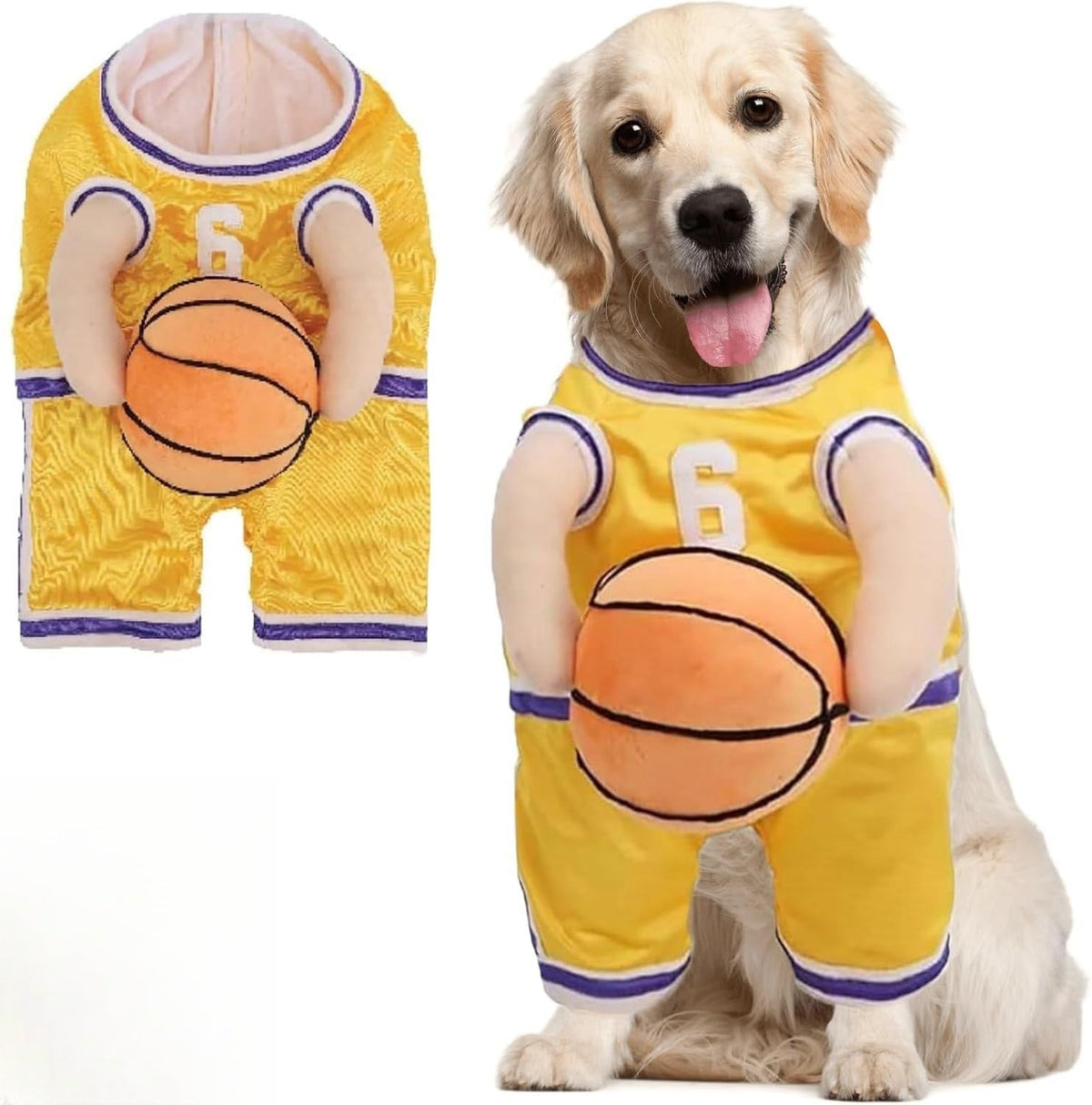 PawChic Luxe Dog Basketball Set – Stylish Outfit with Matching Ball for Active Pups