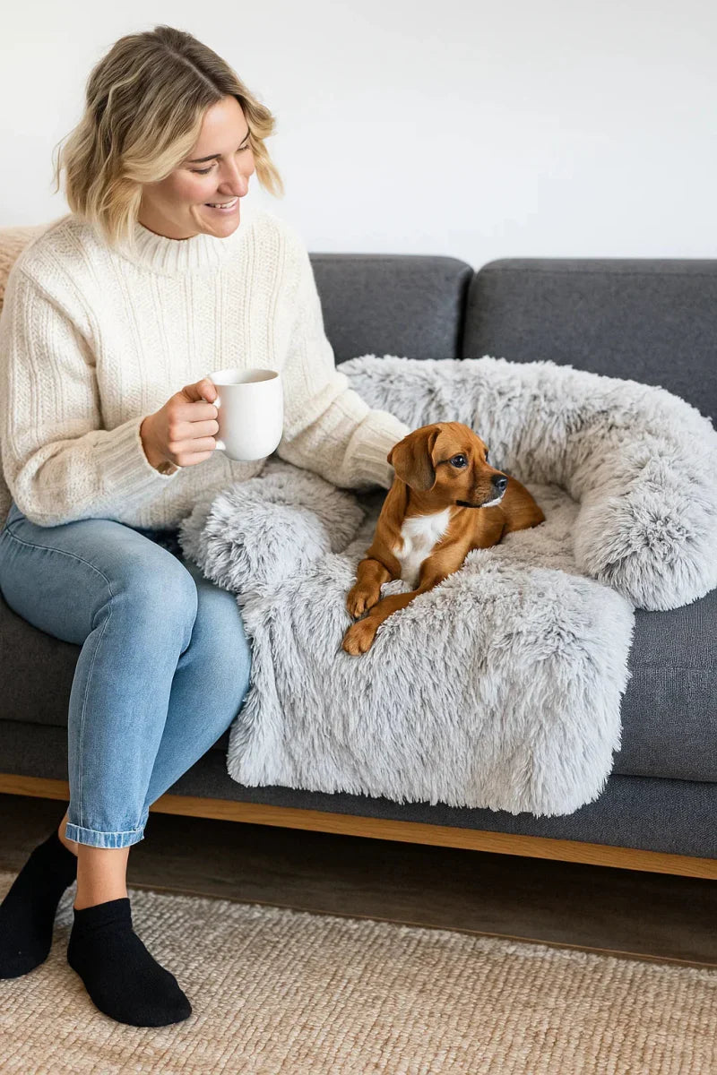 PAWCLOUD SOFA – Cosy Pet Bed with Raised Border and Furniture Guard