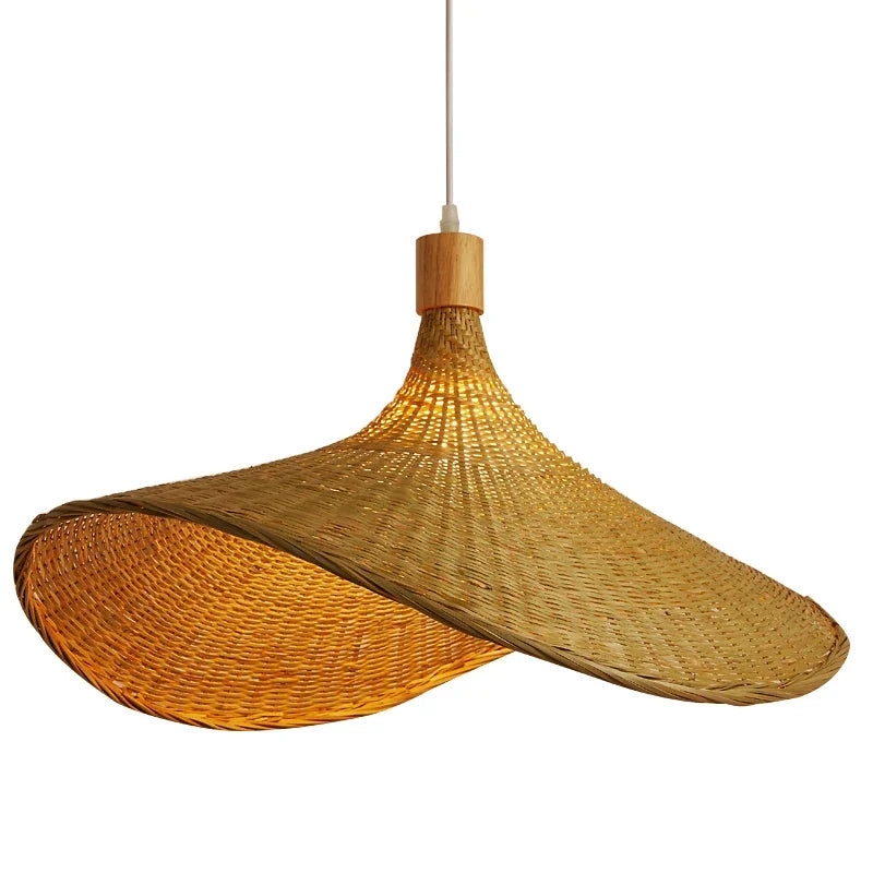 Pendant lamp | Handwoven bamboo basket shade | Warm ambient light