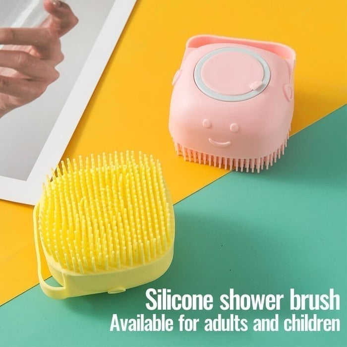 Pet Bath Brush with Shampoo Dispenser – Soft Silicone Massage Comb