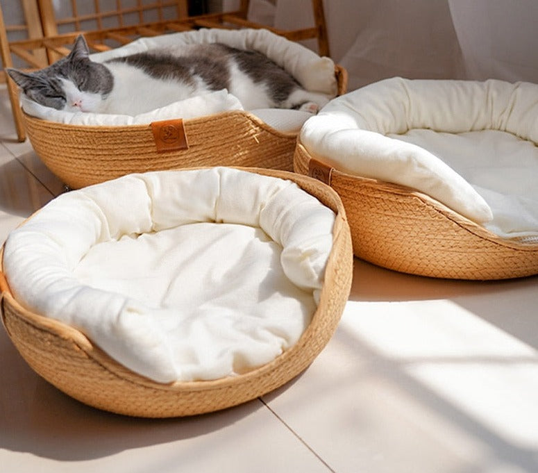 Pet Bed | Woven Bamboo & Raised Side Walls