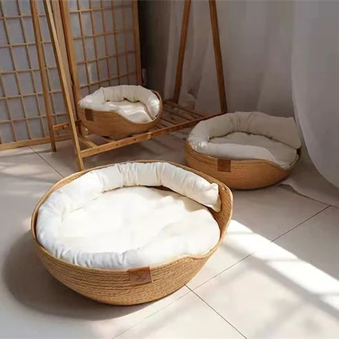 Pet Bed | Woven Bamboo & Raised Side Walls