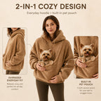 Boneroshop Pet Carrier Sherpa Hoodie for Small Dogs & Cats – Cosy Front Pouch Sweatshirt for Walks, Errands & Home Cuddl